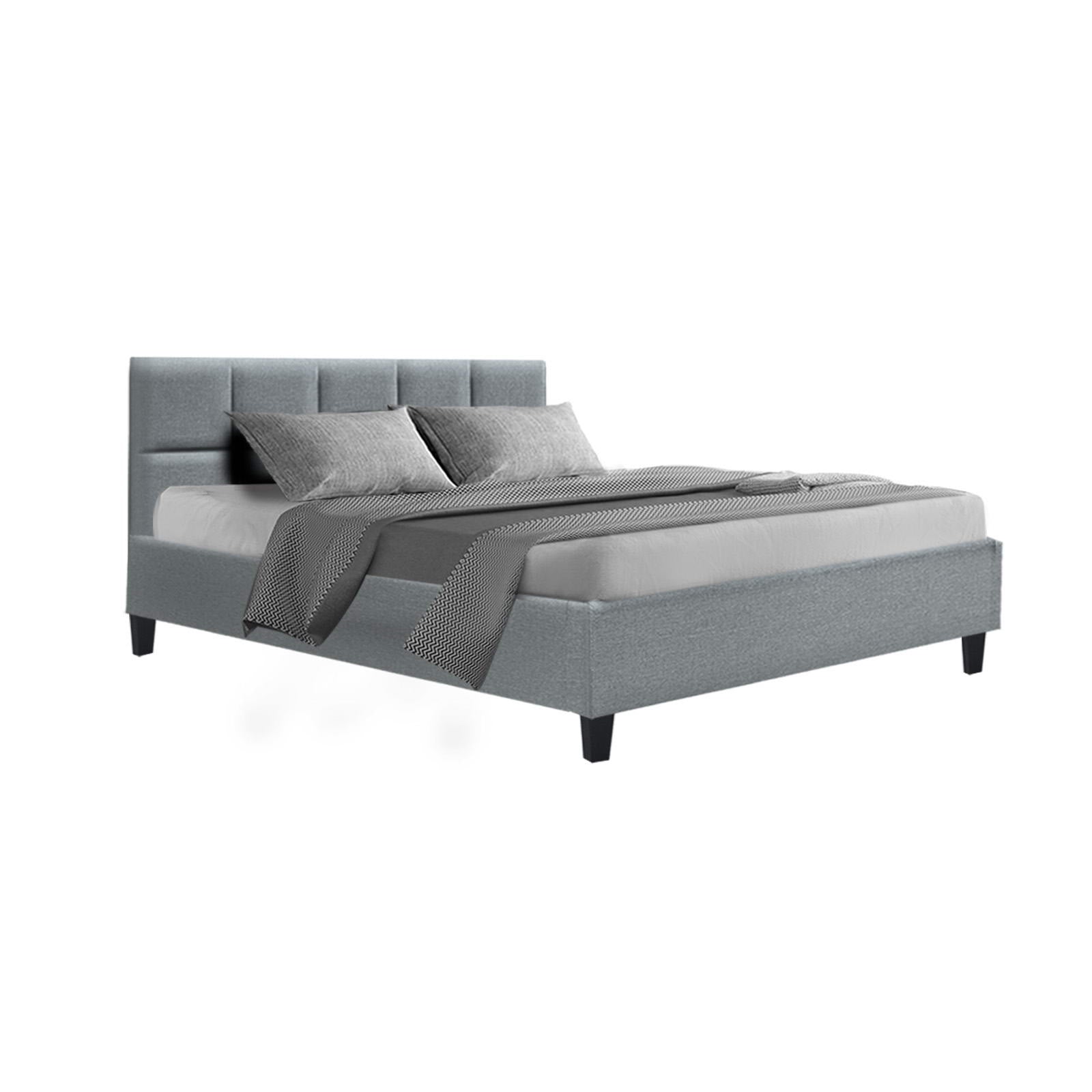 Artiss Tino Bed Frame Queen Size Grey Fabric