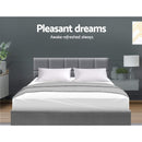 Artiss Tino Bed Frame Queen Size Grey Fabric-5