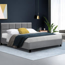 Artiss Tino Bed Frame Queen Size Grey Fabric-8