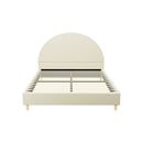 Artiss Bed Frame Double Size Velvet Cream ELLA-3