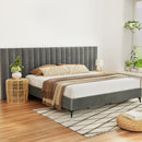 Artiss Bed Frame King Size Velvet Grey LOTT-7