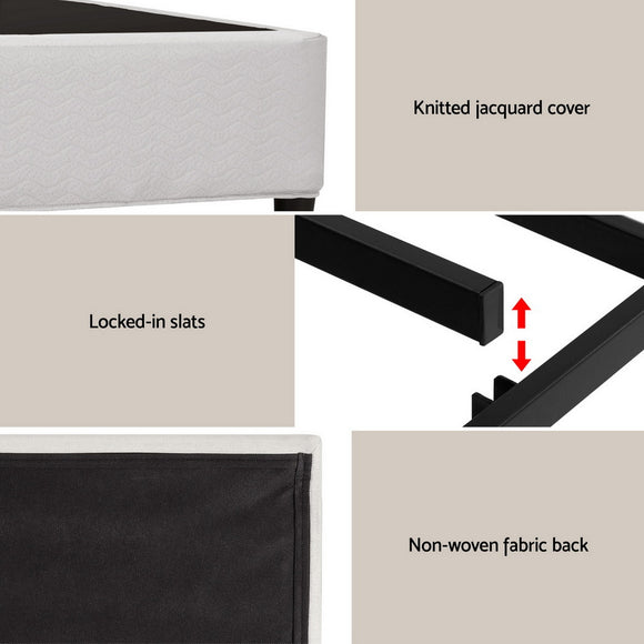 Artiss Queen Bed Frame with Headboard Platform Bed Base Grey Beige Fabric Metal