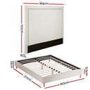 Artiss Queen Bed Frame Platform Bed Base Upholstered Headboard Linen Fabric Beige-2