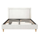 Artiss Queen Bed Frame Platform Bed Base Upholstered Headboard Linen Fabric Beige-3
