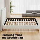 Artiss Queen Bed Frame Platform Bed Base Upholstered Headboard Linen Fabric Beige-5