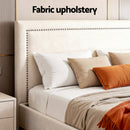 Artiss Queen Bed Frame Platform Bed Base Upholstered Headboard Linen Fabric Beige-6
