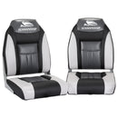 Seamanship 2X Folding Boat Seats Marine Seat Swivel High Back 12cm Padding Black-1