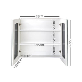 Cefito Bathroom Mirror Cabinet 750x720mm White - 0