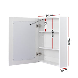 Bathroom Mirror Cabinet LED 500x720mm Medicine Wall Storage - 0