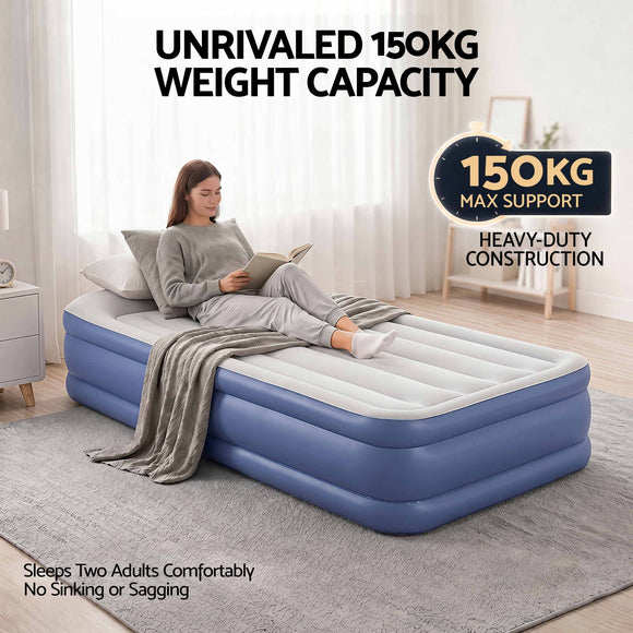 Bestway Single Air Mattress with Built-in Pump Tritech Inflatable Bed 46cm