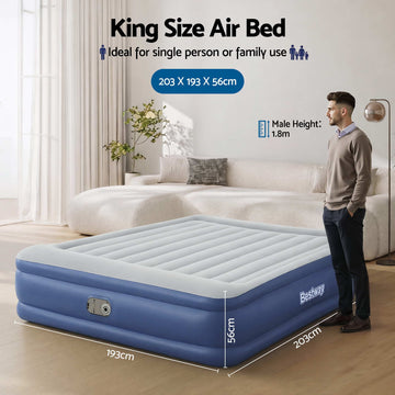 Bestway King Air Mattress with Built-in Pump Tritech Inflatable Bed 56cm - 0