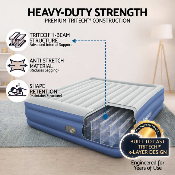 Bestway King Air Mattress with Built-in Pump Tritech Inflatable Bed 56cm