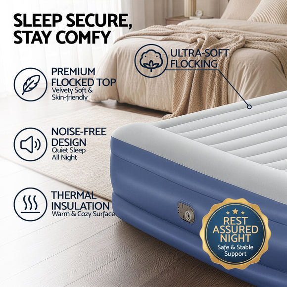 Bestway King Air Mattress with Built-in Pump Tritech Inflatable Bed 56cm