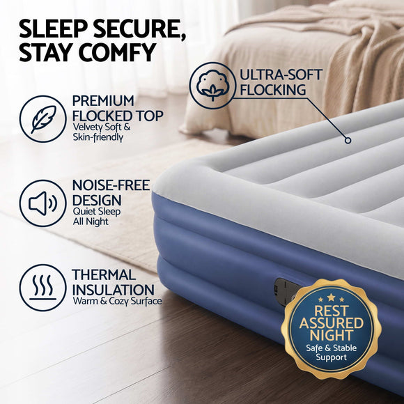 Bestway Queen Air Mattress with Built-in Pump Tritech Inflatable Bed 46cm