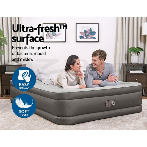 Bestway Queen Air Mattress with Built-in Pump Fortech Inflatable Bed 46cm