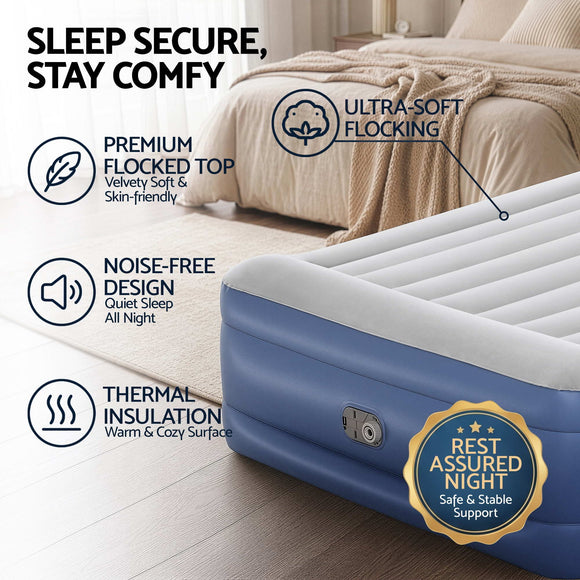 Bestway Queen Air Mattress with Built-in Pump Tritech Inflatable Bed 56cm