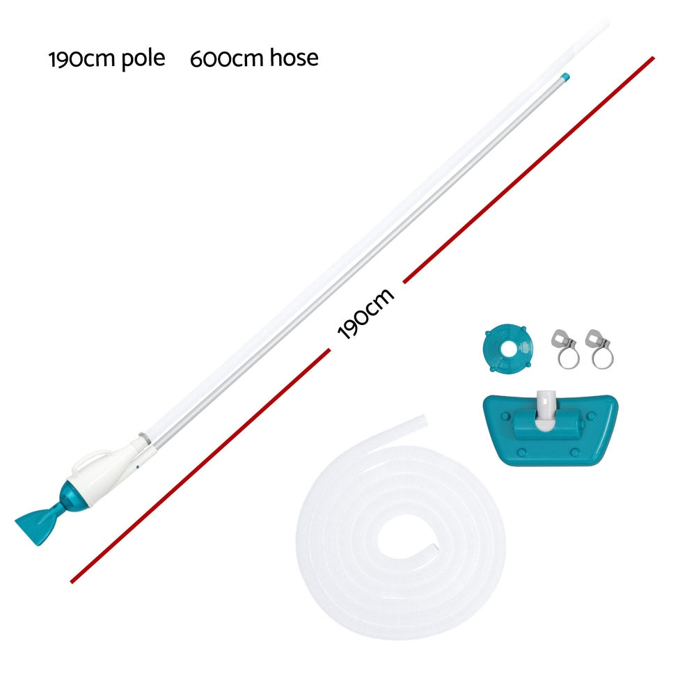 Bestway Pool Cleaner 2 Cleaning Heads Vacuum 6m Hose 1.9m Aluminium Pole - 0