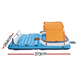 Bestway Pool Float Island Inflatable Lounge 6-person Raft Seat Canopy - 0