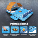 Bestway Pool Float Island Inflatable Lounge 6-person Raft Seat Canopy-5