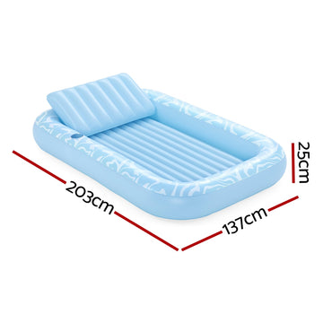 Bestway Float Floating Seat Pool Lounger Inflatable Lounge Chair Bed Pillow Cup Holder 2.03MX1.37M - 0