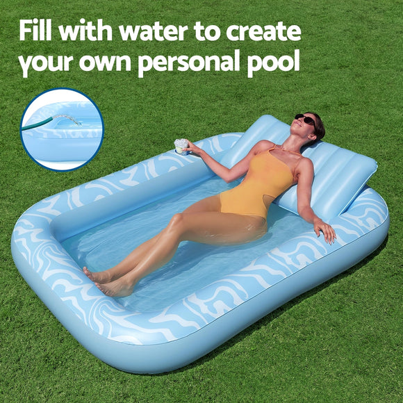 Bestway Float Floating Seat Pool Lounger Inflatable Lounge Chair Bed Pillow Cup Holder 2.03MX1.37M