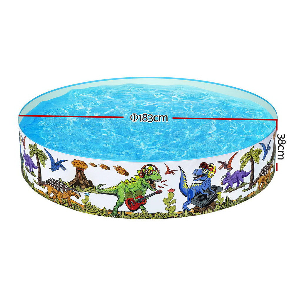 Bestway Kids Pool 183x38cm Round Above Ground Rigid Swimming Pools Dinosaur 946L - 0