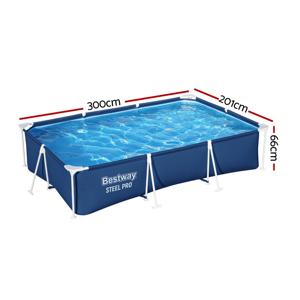 Bestway Swimming Pool 300x201x66cm Steel Frame Above Ground Pools 3300L - 0