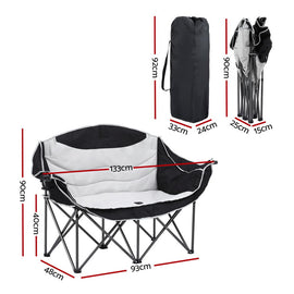 Weisshorn Camping Chair Double Folding Moon Chair Portable Seat 240KG - 0
