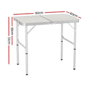 Weisshorn Folding Camping Table 90CM Adjustable Portable Outdoor Picnic Desk-2