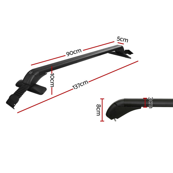 Universal Car Roof Racks Pod Aluminium Cross Bars Clamps Lockable 90cm Black