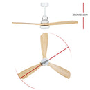Devanti 52'' Ceiling Fan DC Motor LED Light Remote - Light Wood-3