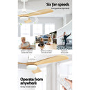 Devanti 52'' Ceiling Fan DC Motor LED Light Remote - Light Wood-6