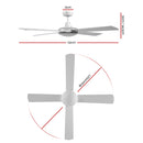 Devanti 52'' Ceiling Fan AC Motor 4 Blades w/Remote - White-3