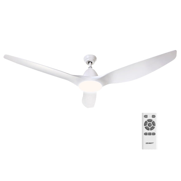 Devanti 64'' Ceiling Fan DC Motor w/Light w/Remote - White