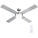 Devanti 52'' Ceiling Fan AC Motor w/Light w/Remote - Silver-6