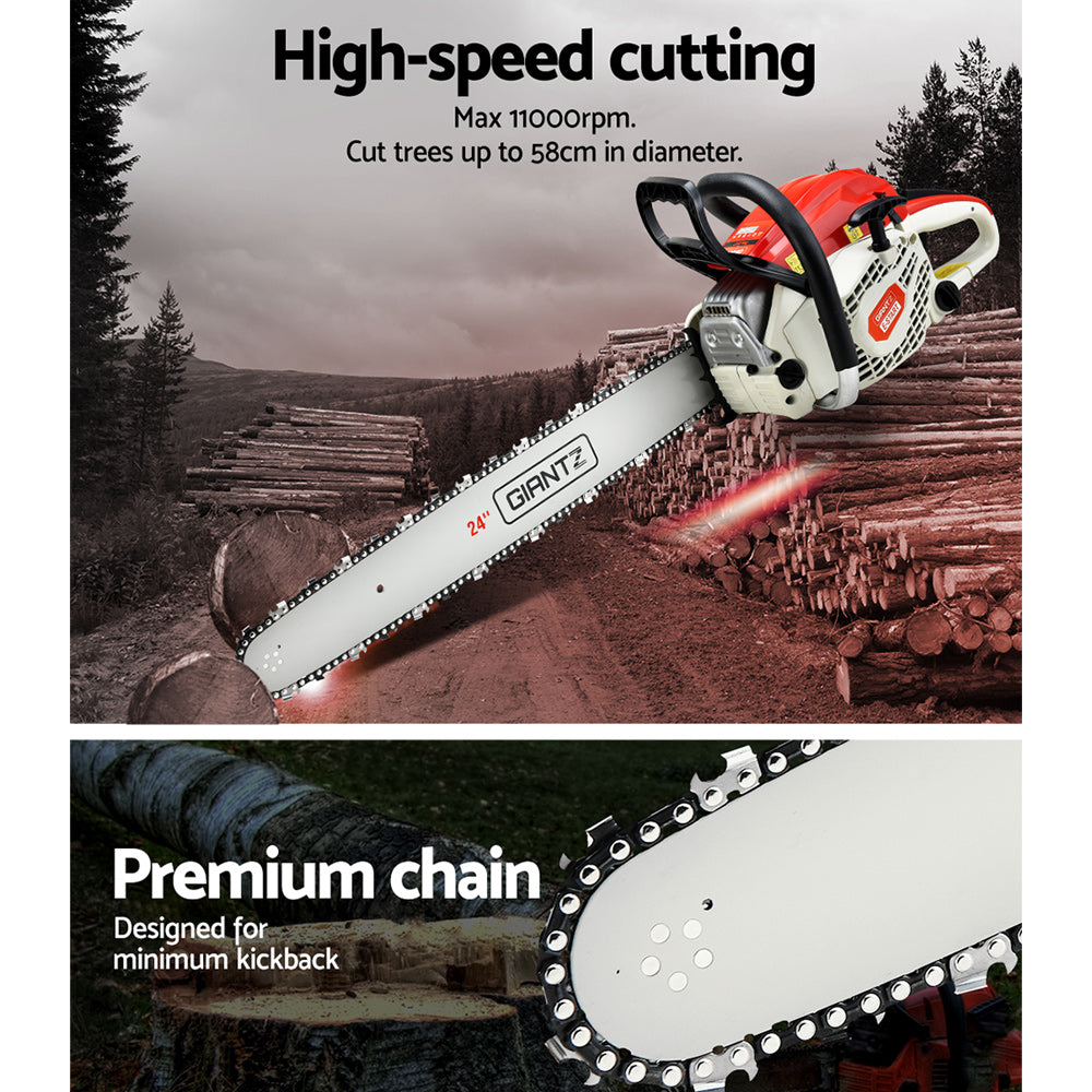 Giantz Chainsaw Petrol 92CC 24" Bar Commercial E-Start Pruning Chain Saw,Giantz Chainsaw Petrol 92CC 24" Bar Commercial E-Start Pruning Chain Saw 6.8HP