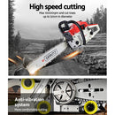 Giantz Chainsaw Petrol 58CC 20" Bar Commercial E-Start Pruning Chain Saw White-5