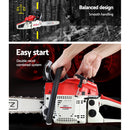 Giantz Chainsaw Petrol 58CC 20" Bar Commercial E-Start Pruning Chain Saw White-6