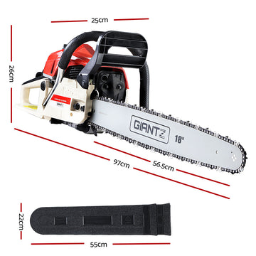 Giantz Chainsaw Petrol 45CC 18" Bar Commercial E-Start Pruning Chain Saw - 0