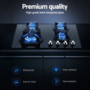 Devanti Gas Cooktop 60cm 4 Burner Black-7