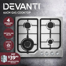 Devanti Gas Cooktop 60cm 4 Burner Silvir-3
