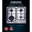 Devanti Gas Cooktop 60cm 4 Burner Silvir-5