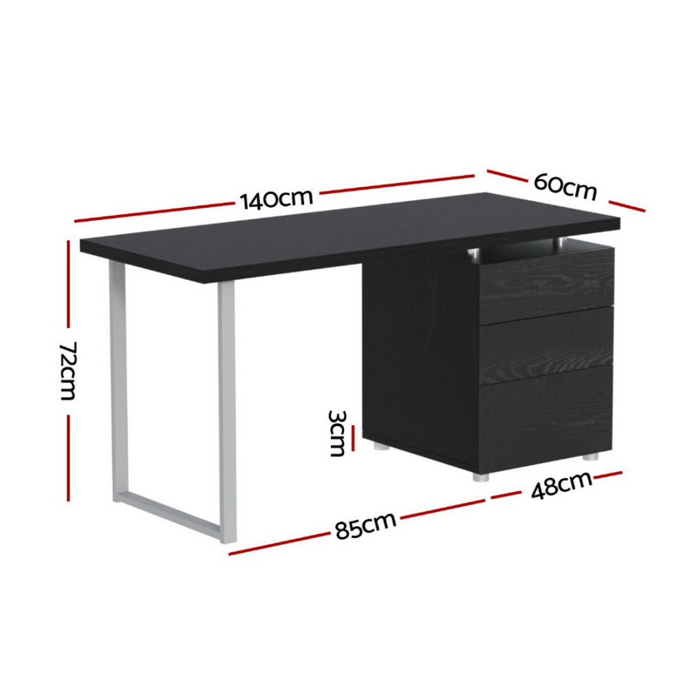 Artiss Computer Desk Drawer Black 140CM - 0