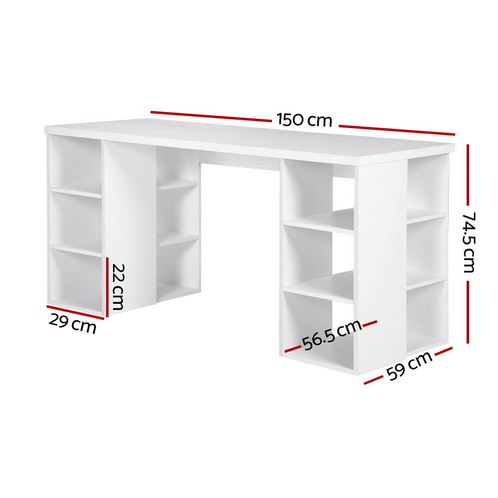 Artiss Computer Desk Bookshelf White 150CM - 0