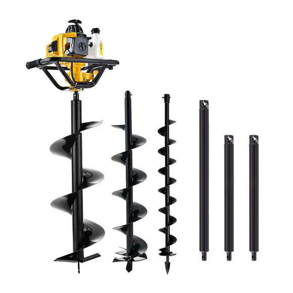 Giantz Post Hole Digger Petrol Motor Drill Extension Auger Bits Kits