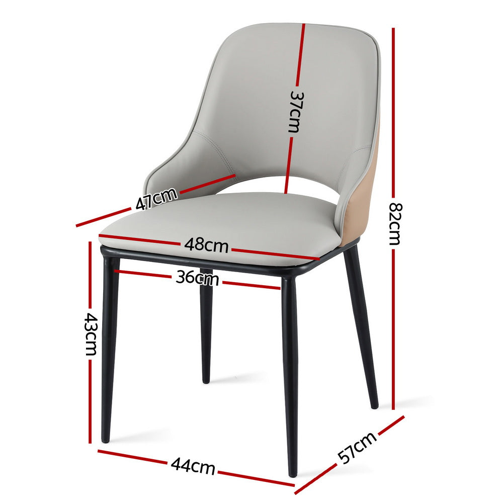 Artiss 1x Dining Chair Hollow PU Leather Kitchen Lounge Cafe Accent Chairs Grey - 0