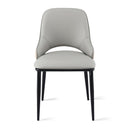 Artiss 1x Dining Chair Hollow PU Leather Kitchen Lounge Cafe Accent Chairs Grey-3