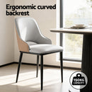 Artiss 1x Dining Chair Hollow PU Leather Kitchen Lounge Cafe Accent Chairs Grey-4