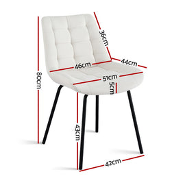 Artiss 2x Dining Chairs Velvet Tufted Kitchen Lounge Cafe Accent Chair Beige - 0