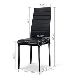 Artiss Dining Chairs Set of 4 Leather Channel Tufted Black - 0